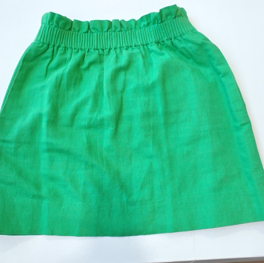 J. Crew Liner-Cotton Blend City Skirt Womens Size 00 Green Pull On